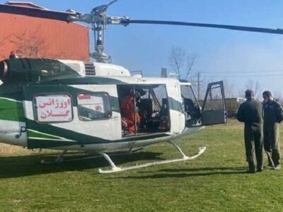 اعزام بالگرد اورژانس برای انتقال بیمار ۵۹ ساله از آستارا به رشت